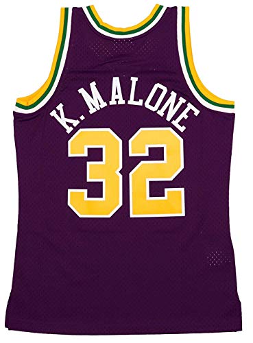 Mitchell & Ness Utah Jazz 32 Karl Malone 91-92 Purple Yellow Replica Swingman Jersey Basketball Trikot